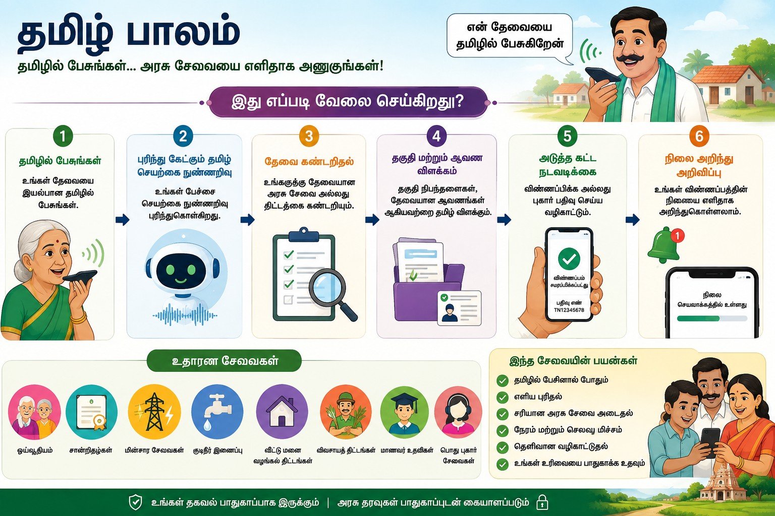 தமிழ் பாலம் ஆறு படி செயல்முறை infographic